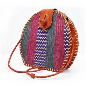 Multicolored Round Rattan Bag
