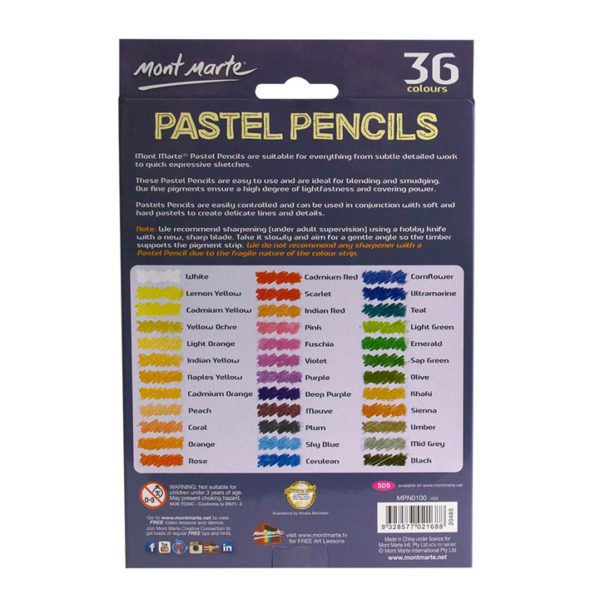 36Pcs Mont Marte Pastel Pencils Set