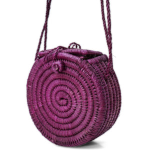 Purple Round Raffia Bag