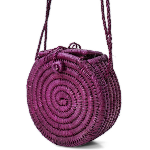 Purple Round Raffia Bag