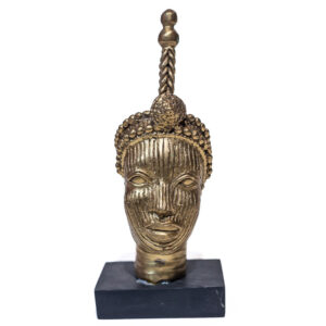 Mini Bronze Olokun Head Stand
